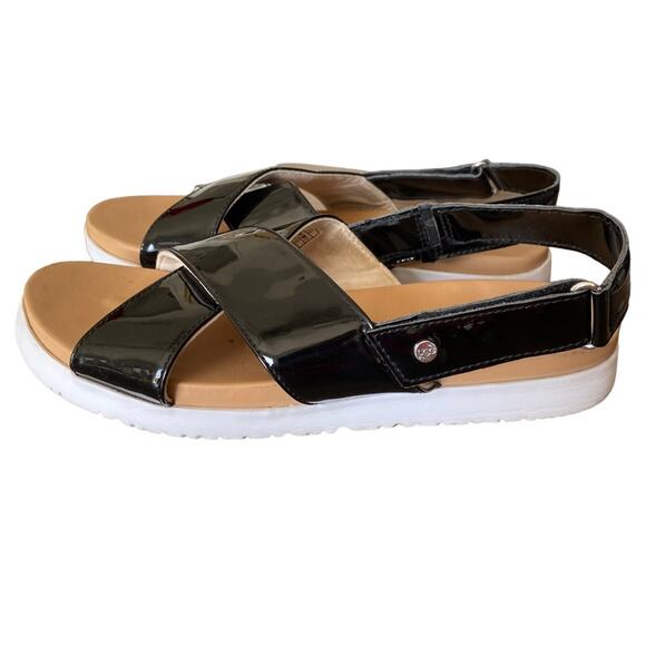 Ugg Kids Klara Black Patent Platform Sandals size 6 - Picture 5 of 8